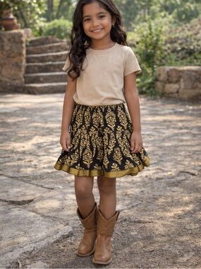 ✨ Boho Tiered Skirt • Made in India • Girls Size 12